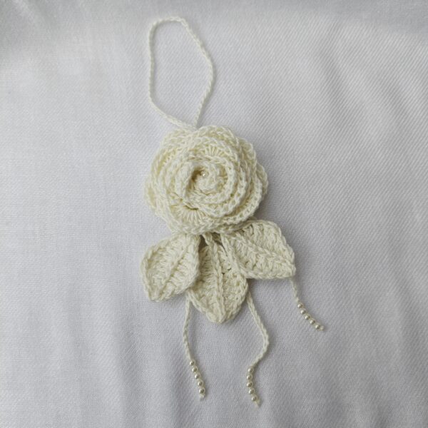 Cream Rose Brooch & Bag Charm