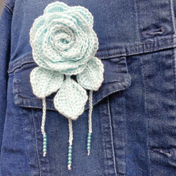 Teal Rose Brooch & Bag Charm - Image 4