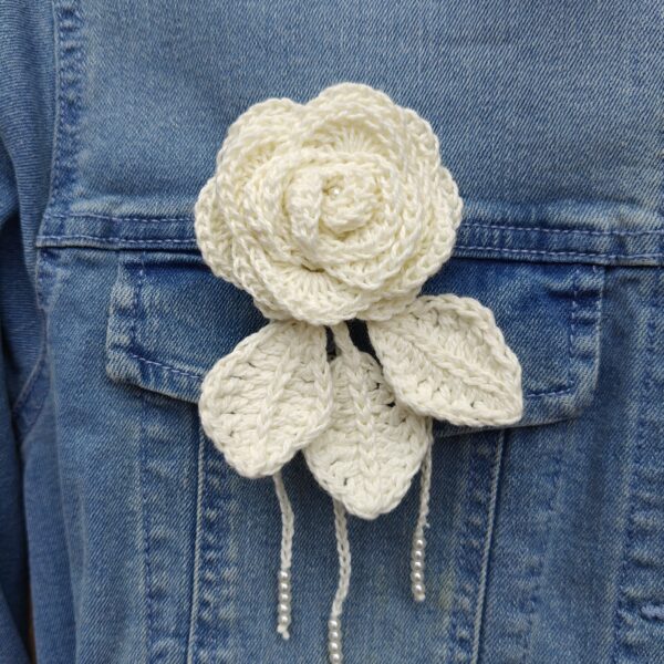 Cream Rose Brooch & Bag Charm - Image 3