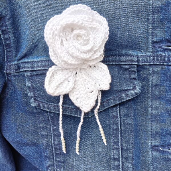 White Rose Brooch & Bag Charm - Image 3