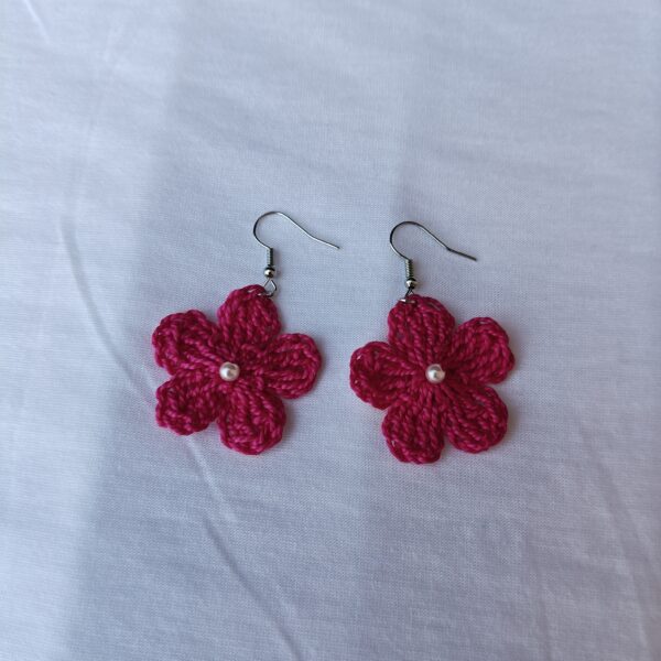 Floral Necklace & Earrings Set (Magenta) - Image 3