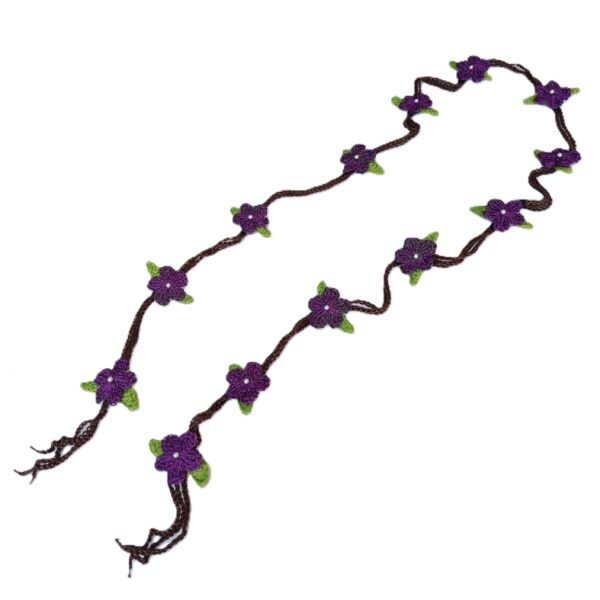 Floral Necklace & Earrings Set (Purple) - Image 2