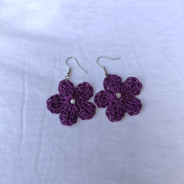 Floral Necklace & Earrings Set (Purple) - Image 3