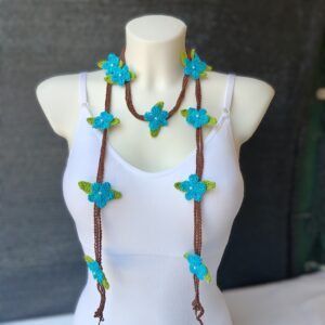 Floral Necklace & Earrings Set (Turquoise)