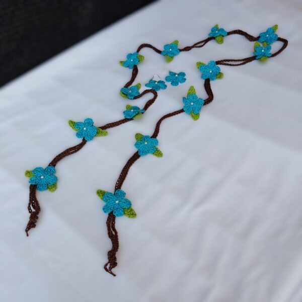 Floral Necklace & Earrings Set (Turquoise) - Image 2