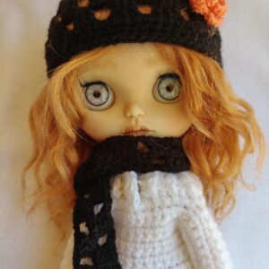 Conjunto de gorro y bufanda Negro