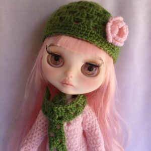 Conjunto de gorro y bufanda Verde hoja