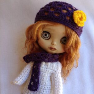 Conjunto de gorro y bufanda Morado