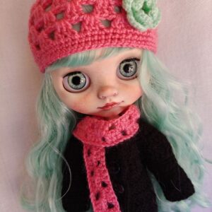 Conjunto de gorro y bufanda Rosa chicle