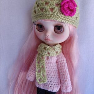 Conjunto de gorro y bufanda Verde manzana
